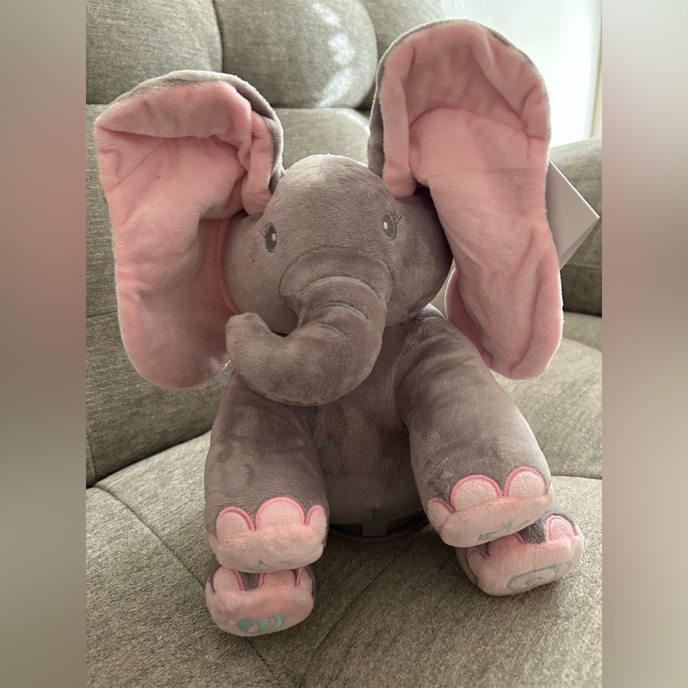 Kaia the Elephant Gray Plush with Pink Accents